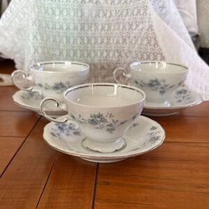 Blue Garland by Johann Haviland Footed Cup & Saucer 3 each Bavaria Backstamp